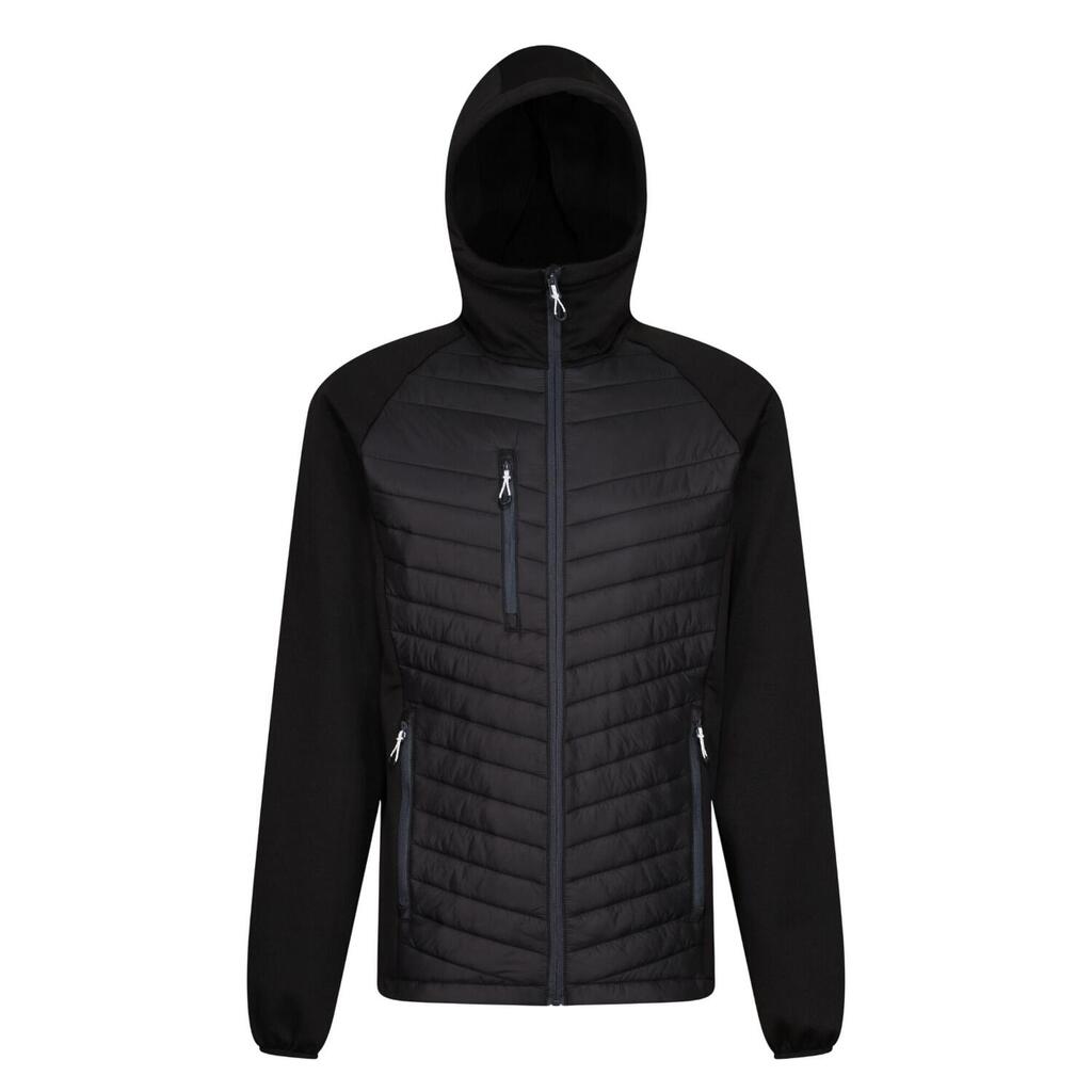 Mens Navigate Hybrid Hooded Jacket (Black/Seal Grey)