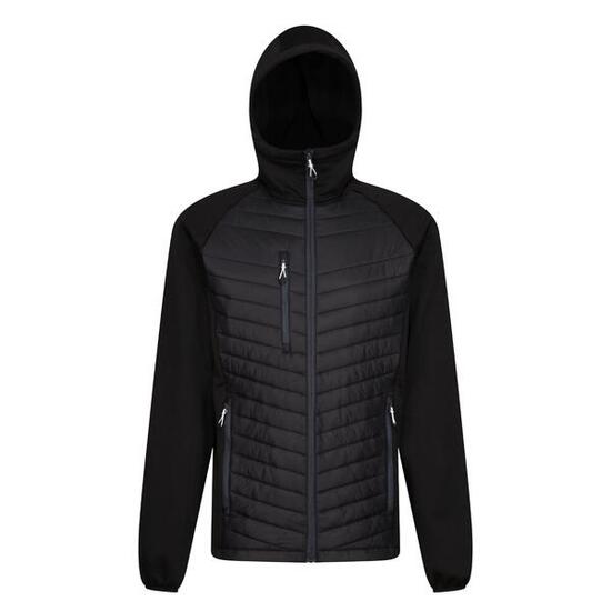 Heren Navigate Hybride Hooded Jacket (Zwart/Seal Grey)