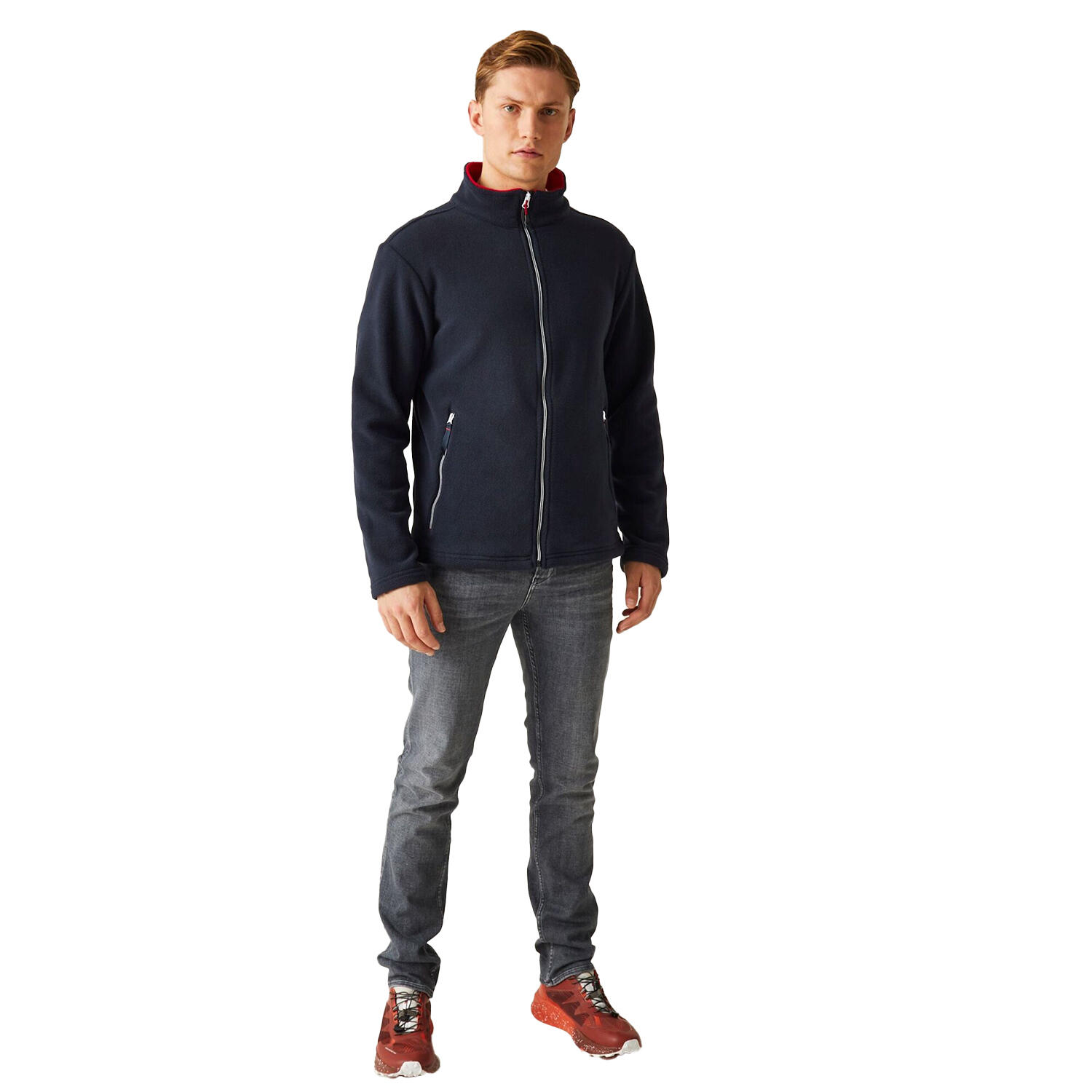 Heren Ascender 250 Fleecejack (Marine/Klassiek Rood) 3/4
