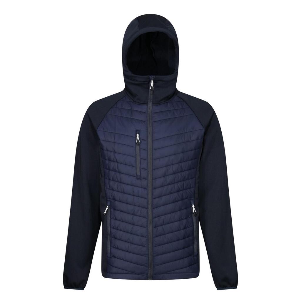 Mens Navigate Hybrid Hooded Jacket (Navy/Seal Grey)