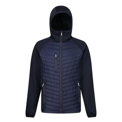 Heren navigate hybride hooded jacket (zwart/klassiek rood)