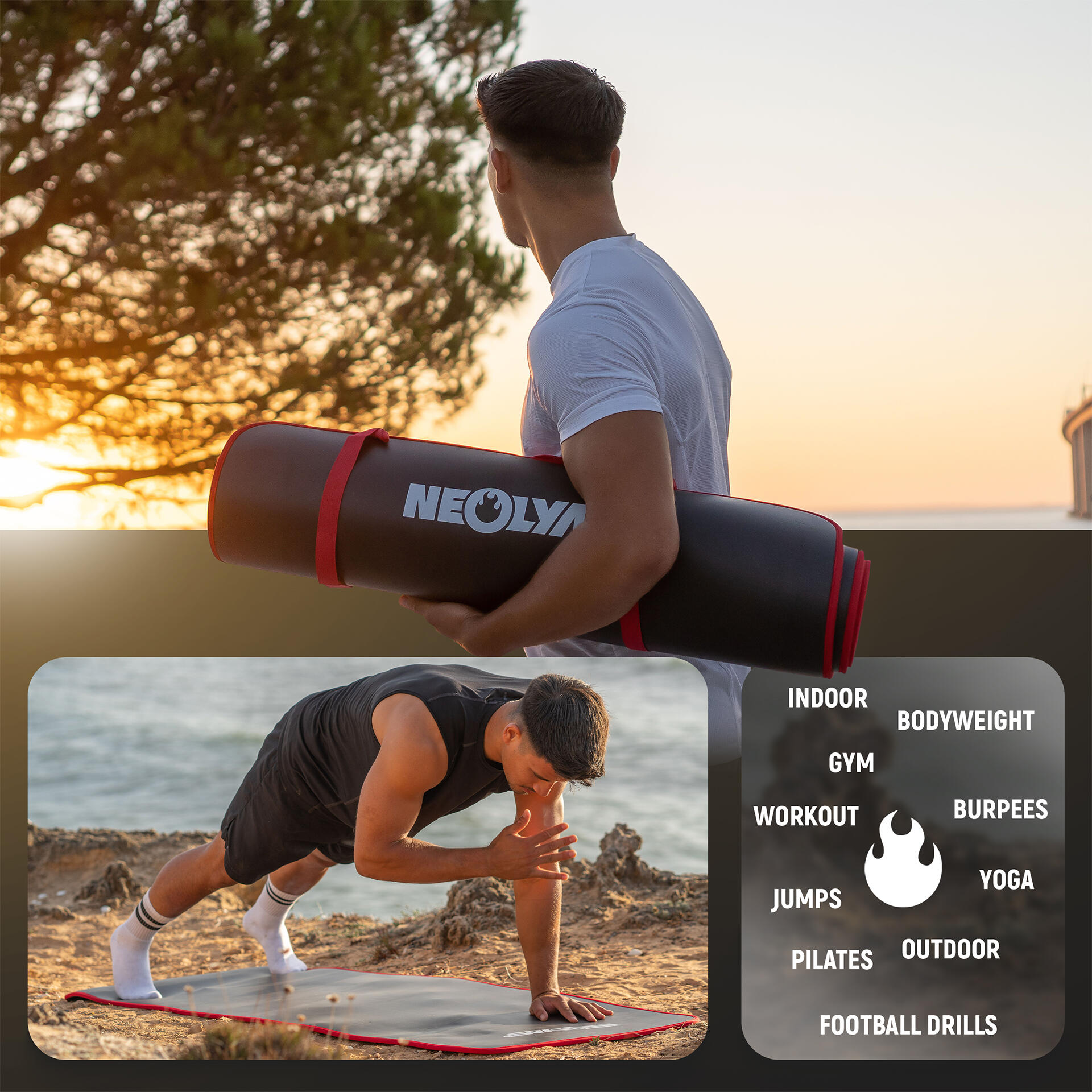 Yogii Tappetino Yoga Antiscivolo Ecologico - 183 x 61 x 0.6c Tappetino Palestra Spesso in TPE