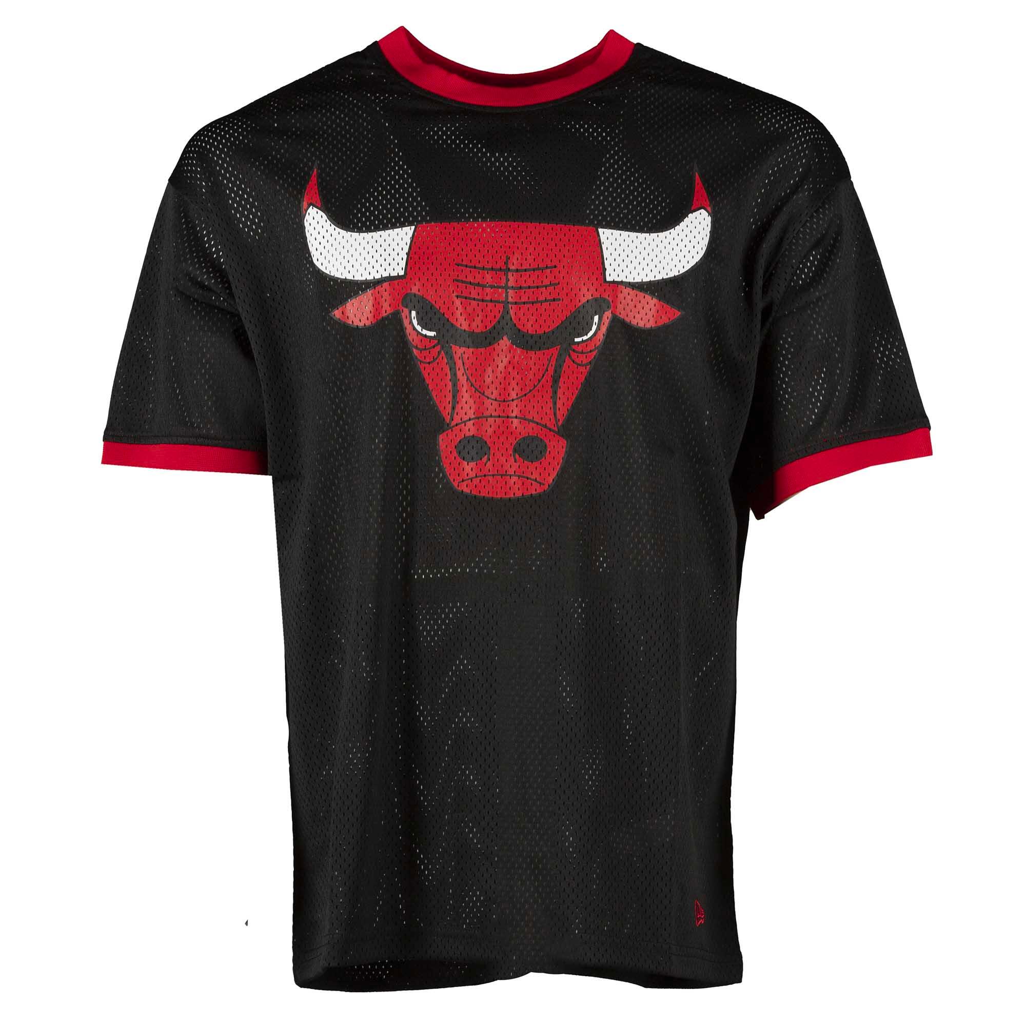 T-shirt de basquetebol new era nba mesh chicago bulls preto