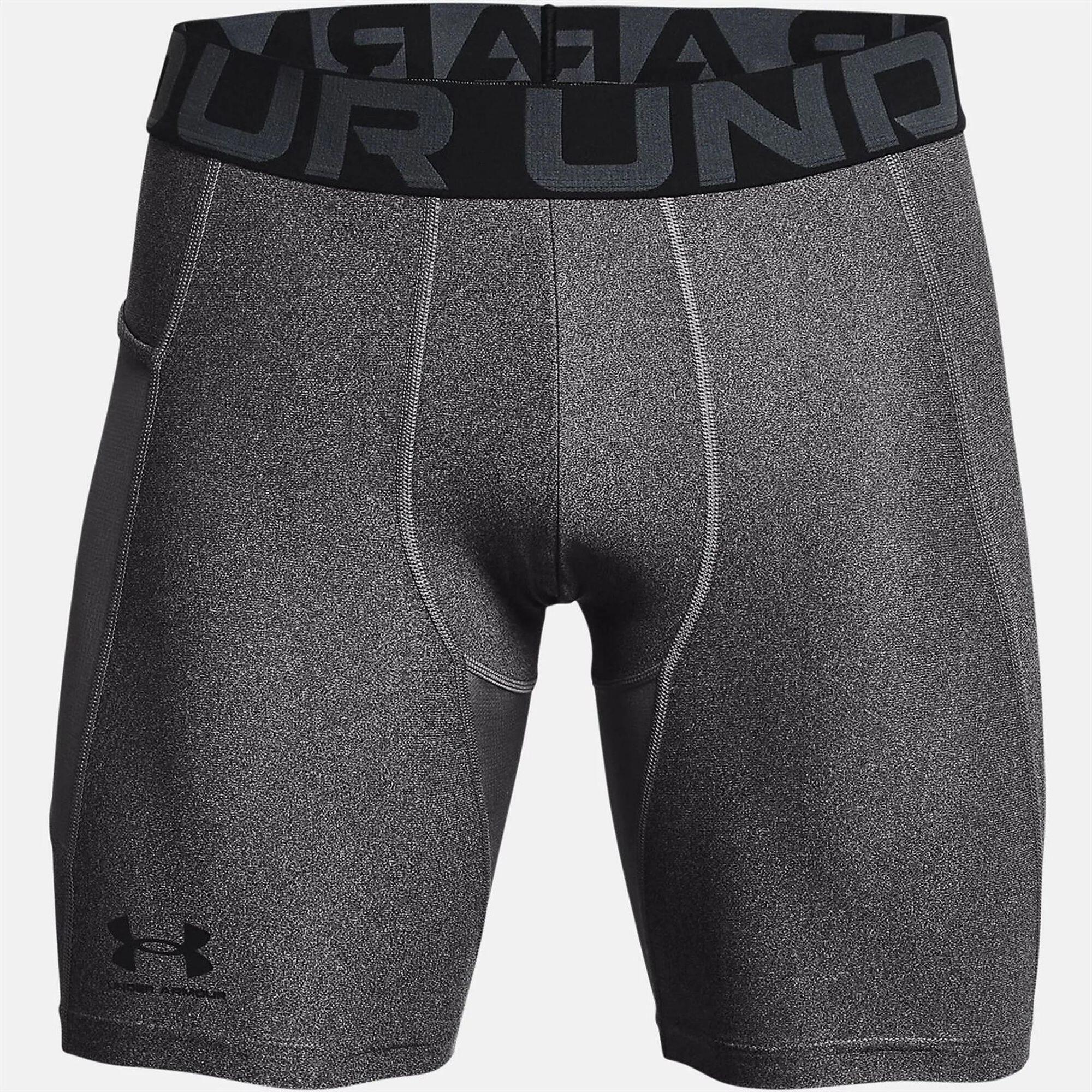 Curto homem under armour short compression heatgear cinzento