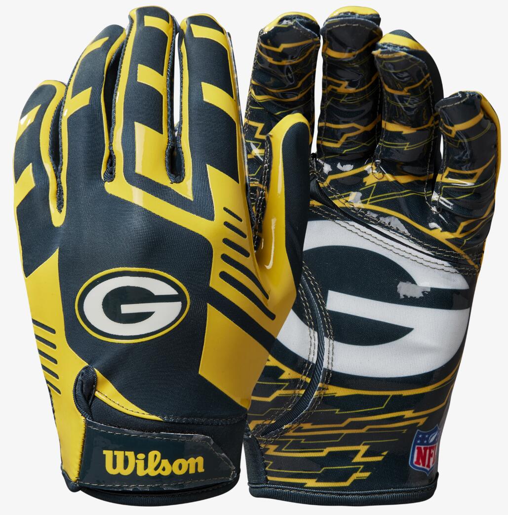 Wilson youth nfl stretch fit gloves team green bay packers