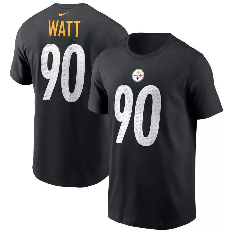 T-shirt NFL T.J. Watt Pittsburgh Steelers Nike player Noir 3/5