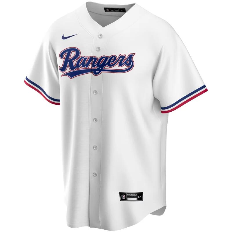 Maillot de Baseball MLB Texas Rangers Nike Replica Home Blanc pour Homme 1/2
