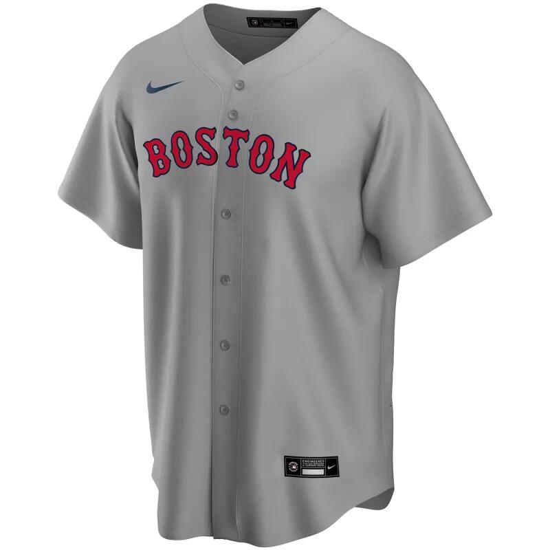 Maillot de Baseball MLB Boston Red Sox Nike Replica Road Gris pour Homme 1/2