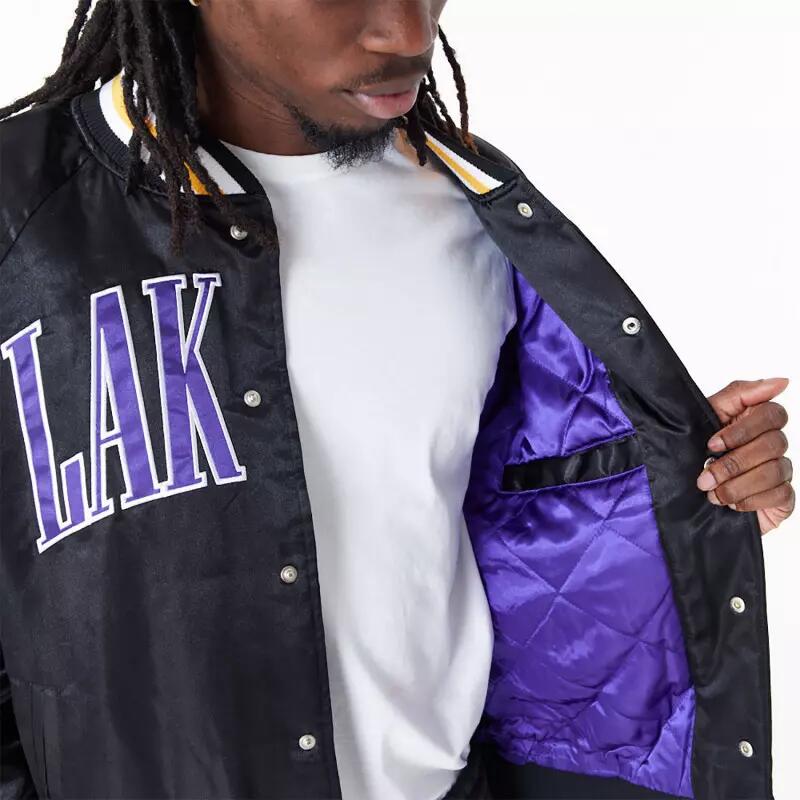 Bomber NBA Los Angeles Lakers New Era Applique Satin Noir 4/5