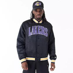 Bomber NBA Los Angeles Lakers New Era Applique Satin Noir