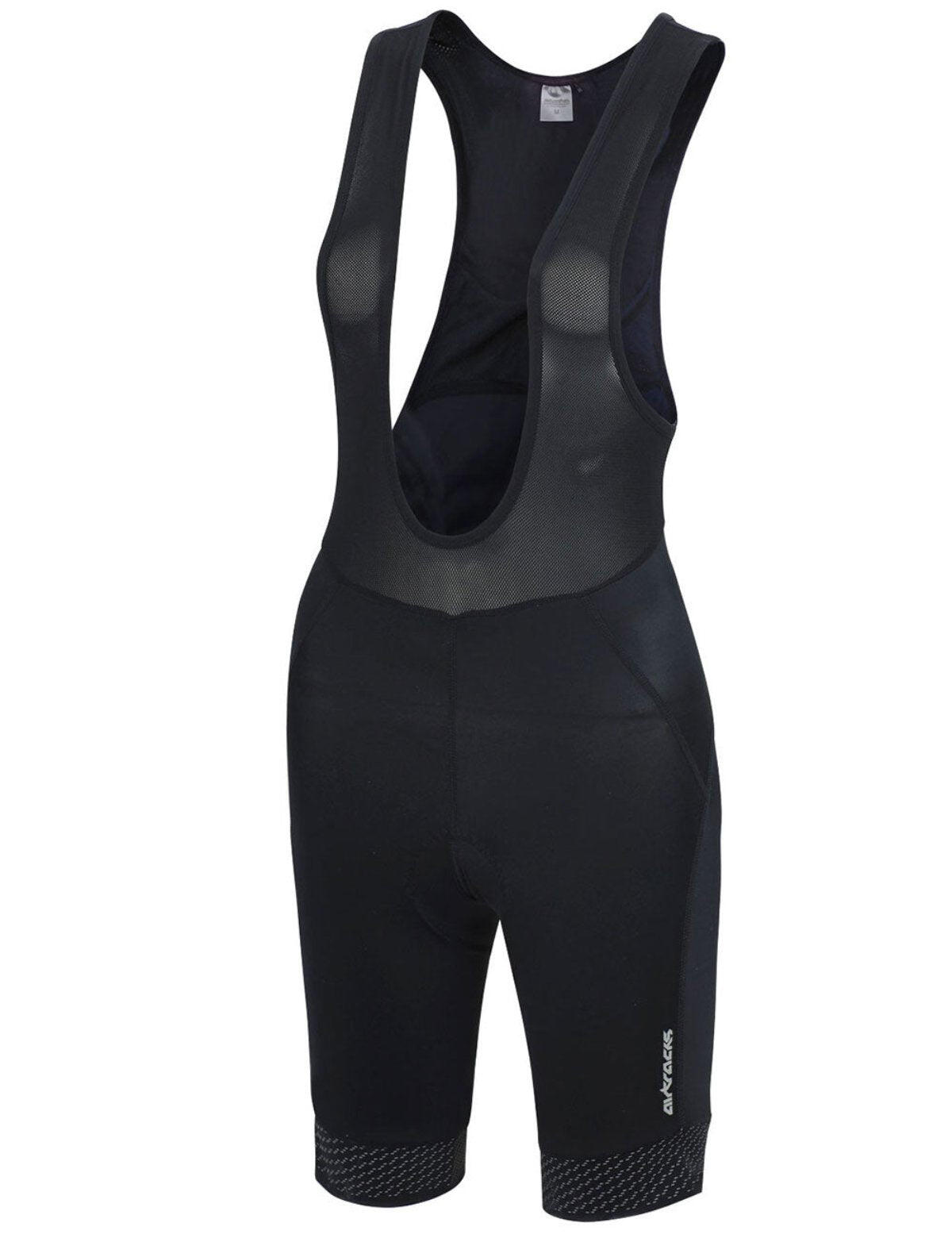AIRTRACKS Damen Fahrradhose Kurz Radhose mit Trägern Trägerhose Pro Line Schwarz