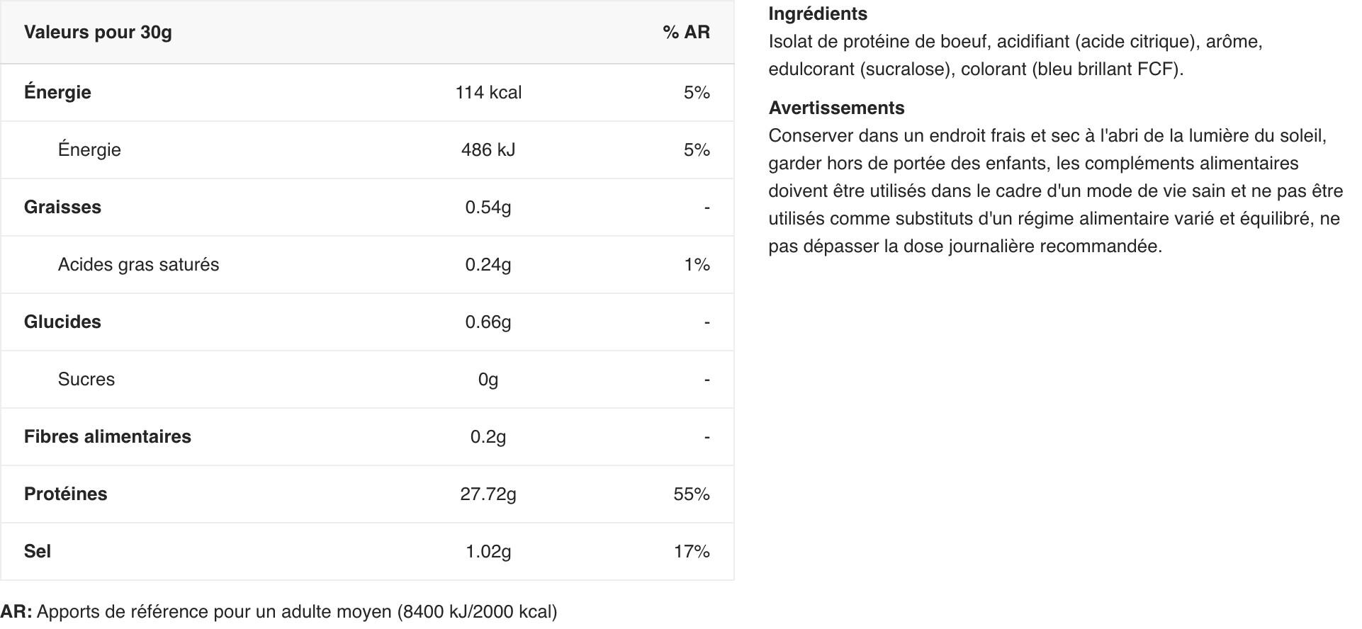 Protéine de bœuf - Beef-XP Clear Beef Protein - Framboise Bleue 2/3