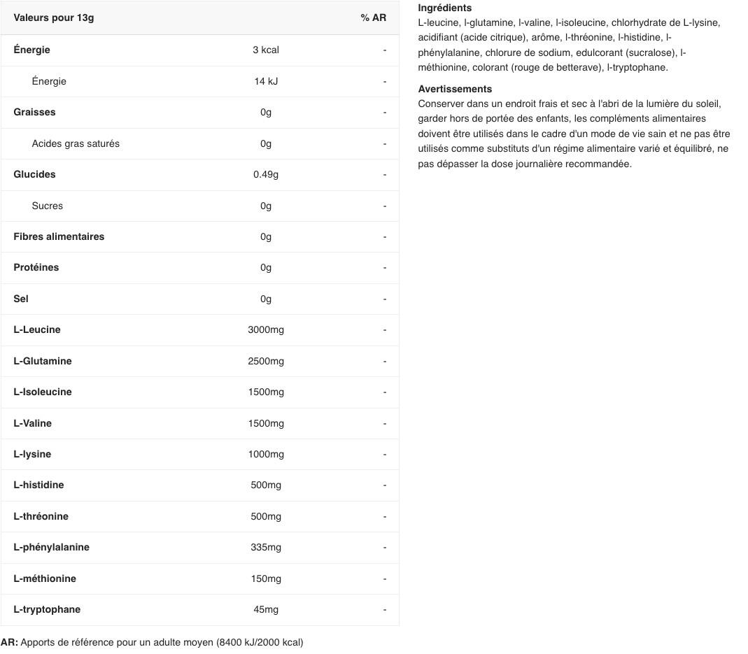 Acides aminés essentiels - Amino Fuel EAA - Éclats de Fruits 390g 2/3