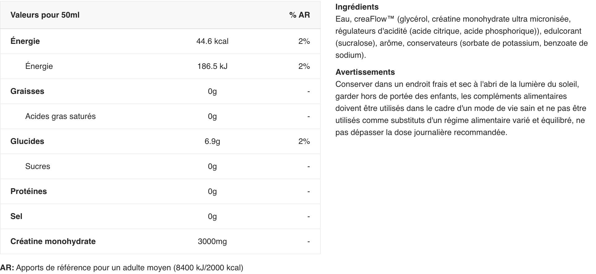 Créatine monohydrate - Creaflow® Liquid Creatine - Millions de Cassis 500ml 2/3