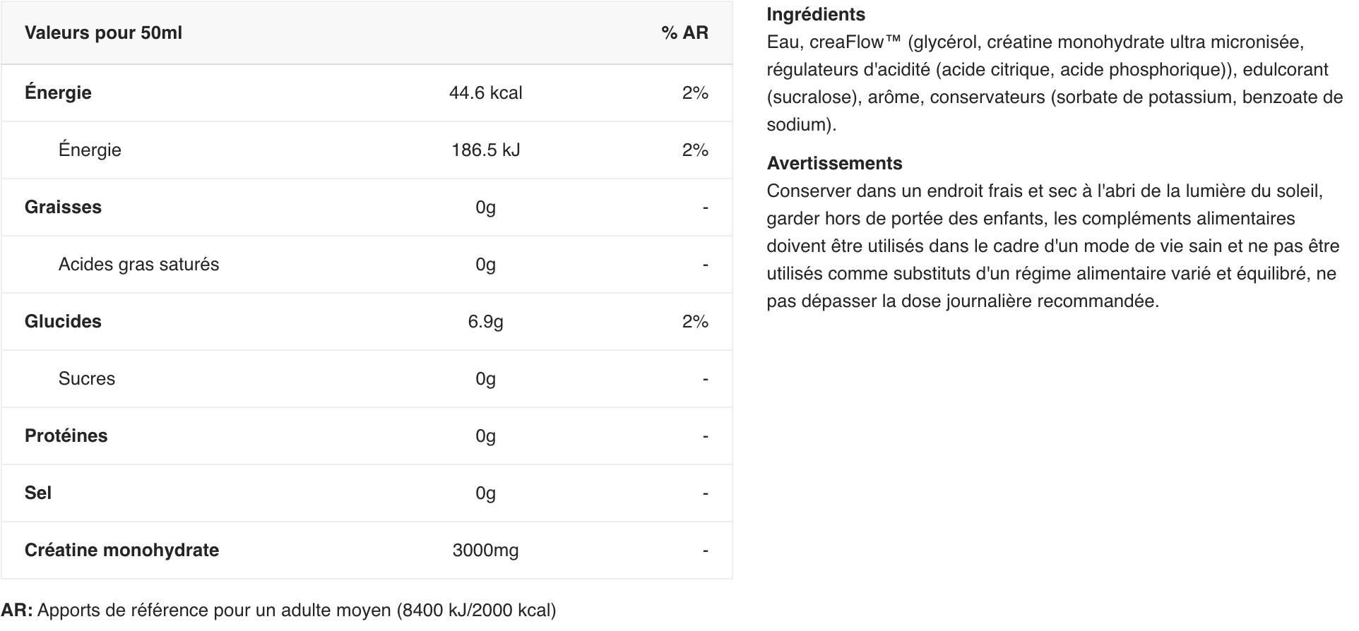 Créatine monohydrate - Creaflow® Liquid Creatine - Cerise Acidulée 500ml 2/3