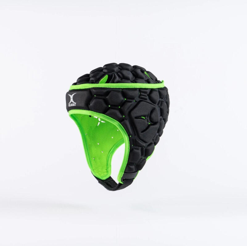 GILBERT Casco Rugby Gilbert XP 250 Negro/Verde (Headguard), Tallas XL