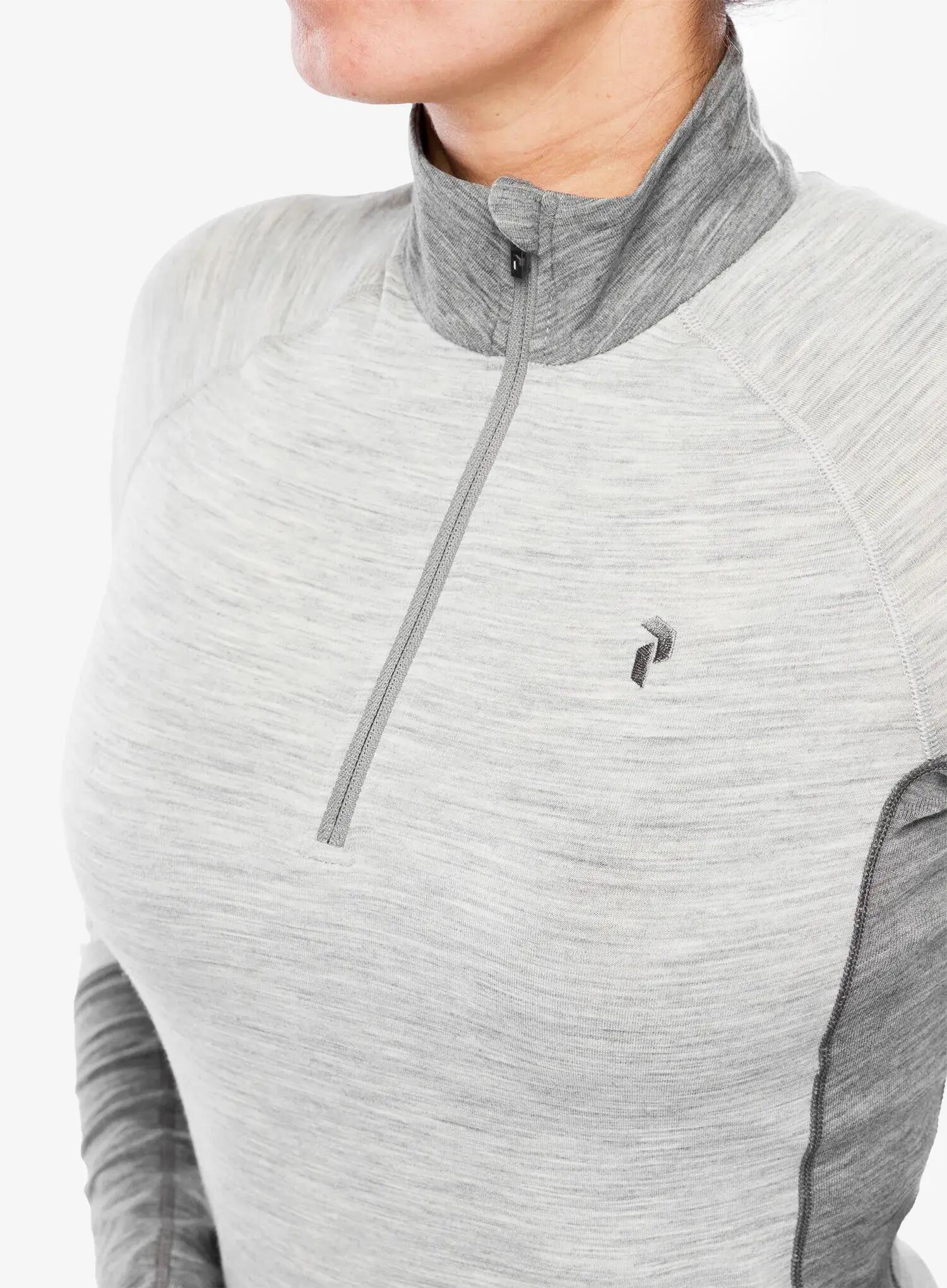 Damen - sweatshirt - halbzip, langarm - mittelgrau melange 7/7