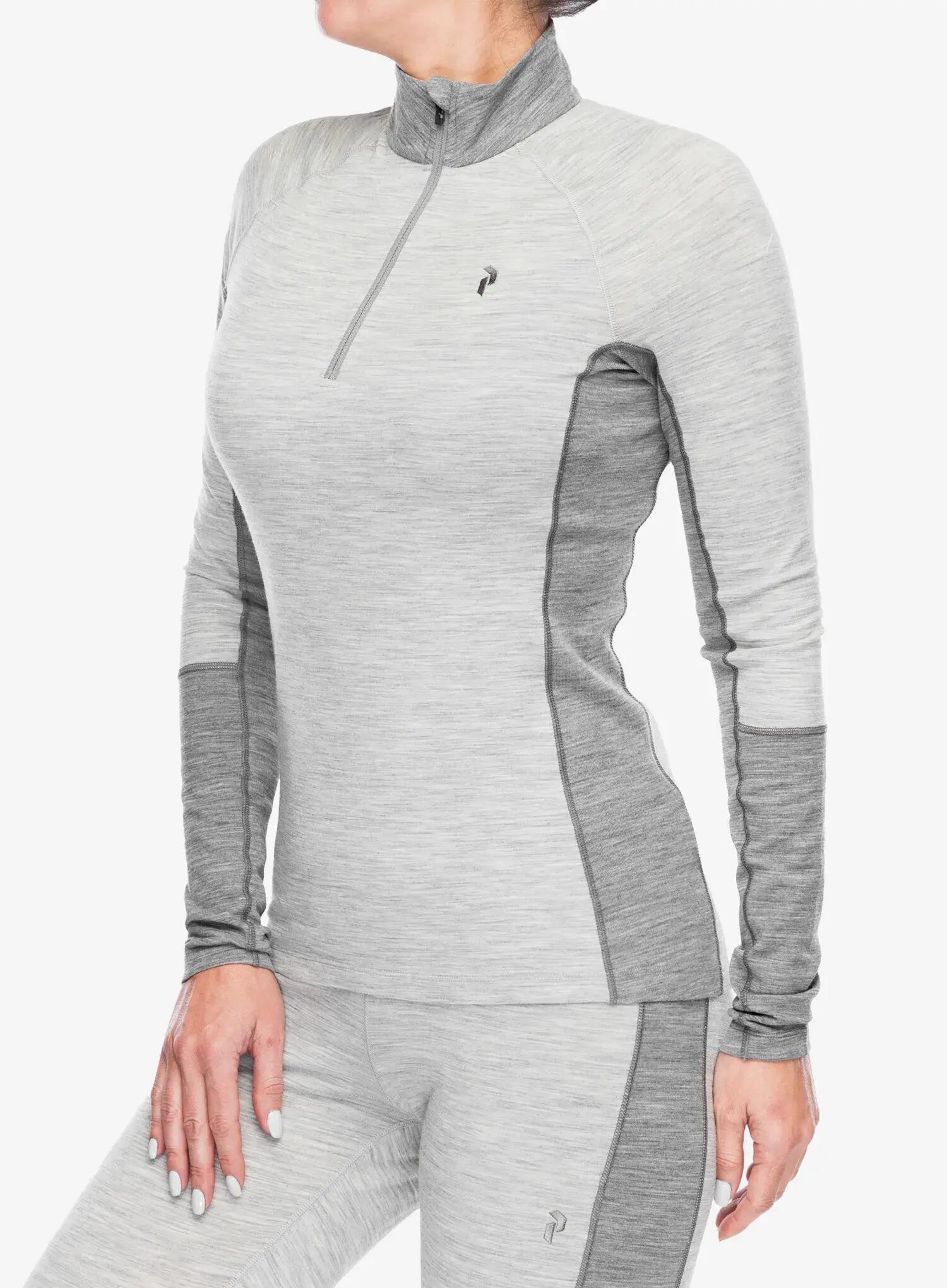 Damen - sweatshirt - halbzip, langarm - mittelgrau melange 3/7