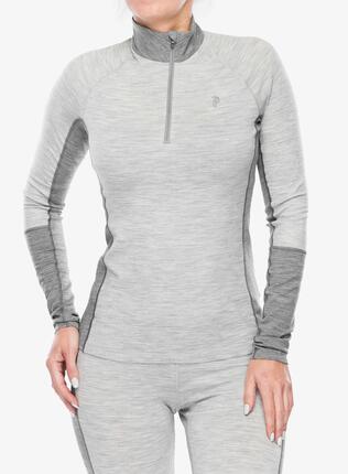 Sweat - femme - half zip, manches - gris melangé