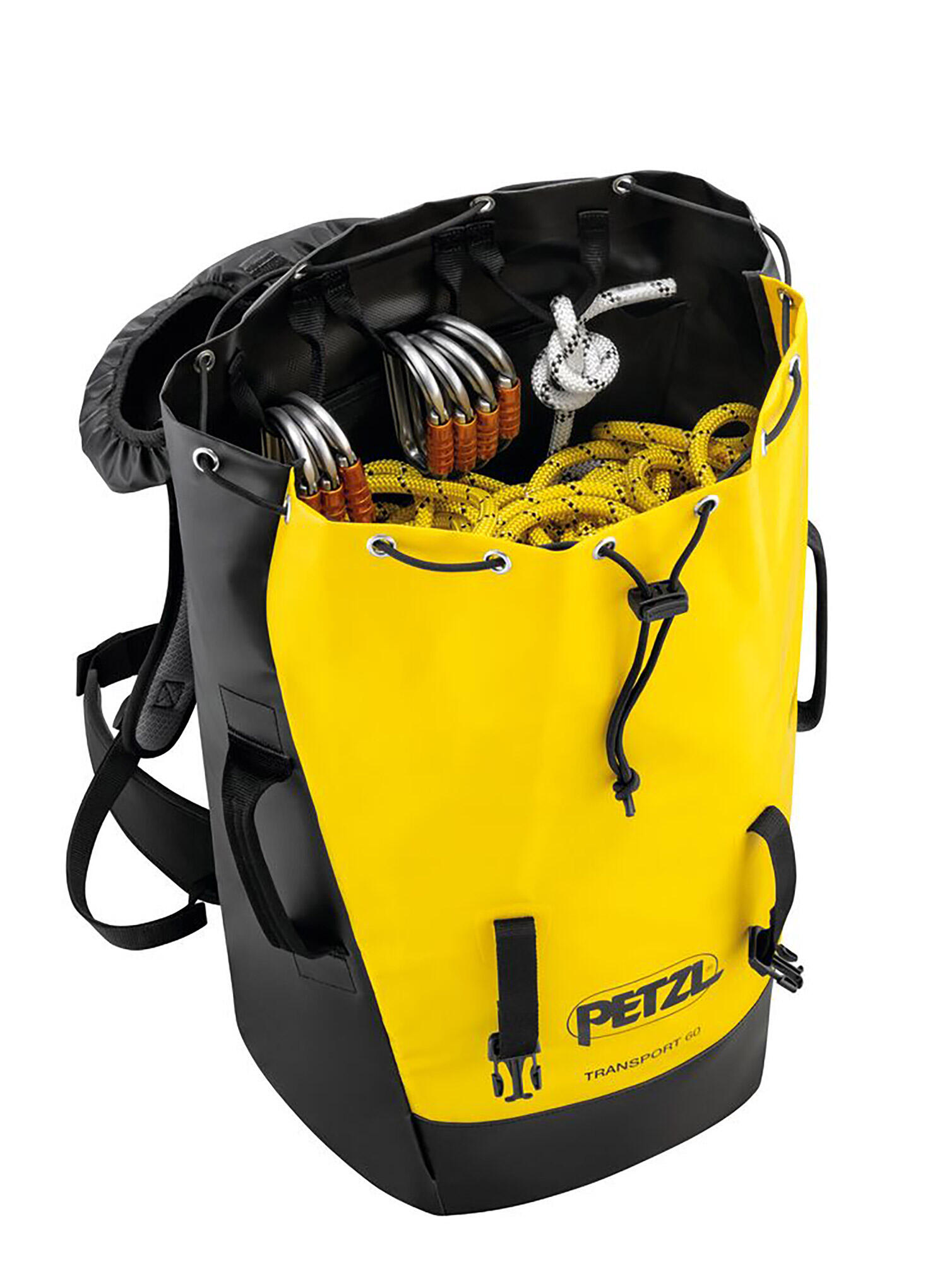 Sacca trasporto PETZL Transport 60 L gialla in TPU, ergonomica 4/4