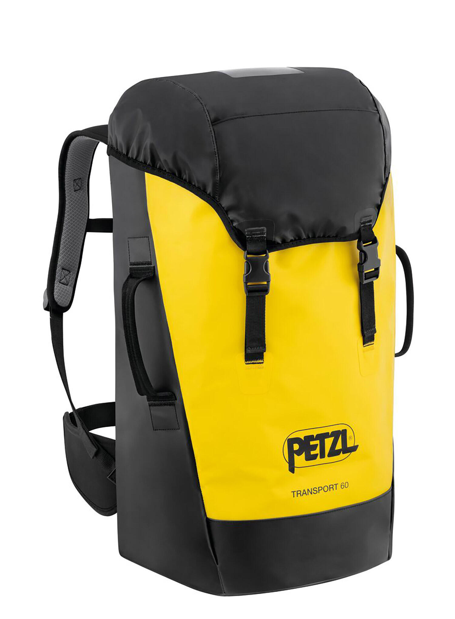 Sacca trasporto PETZL Transport 60 L gialla in TPU, ergonomica 1/4