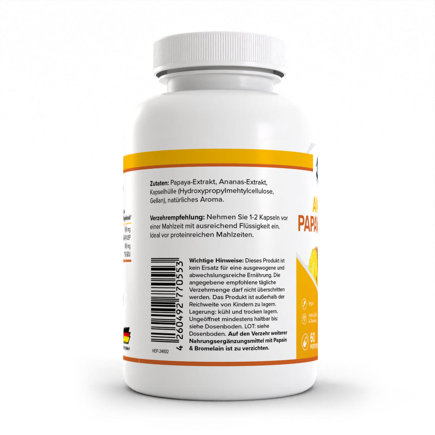 HEALTH+ Ananas-Papaya-Enzyme, 120 Kapseln 3/3