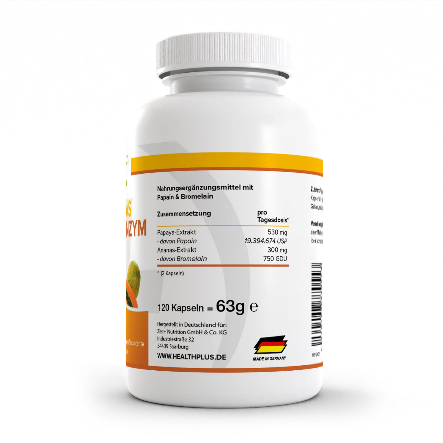 HEALTH+ Ananas-Papaya-Enzyme, 120 Kapseln 2/3