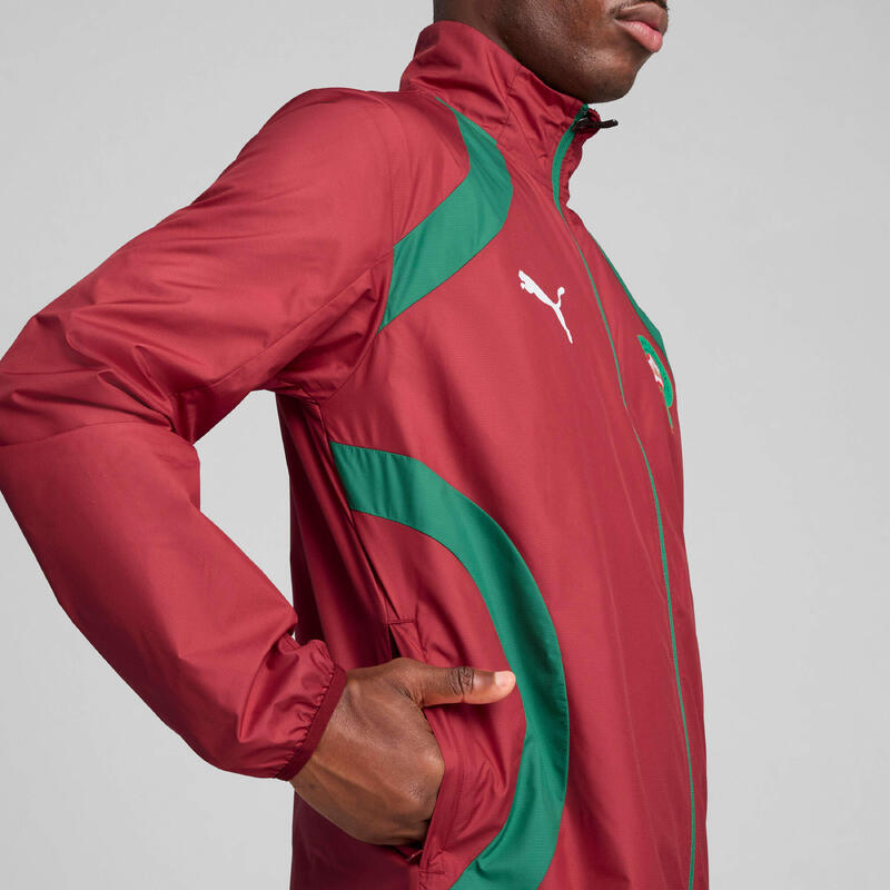 Veste tissée d'avant match Maroc Homme PUMA Intense Red Archive Green