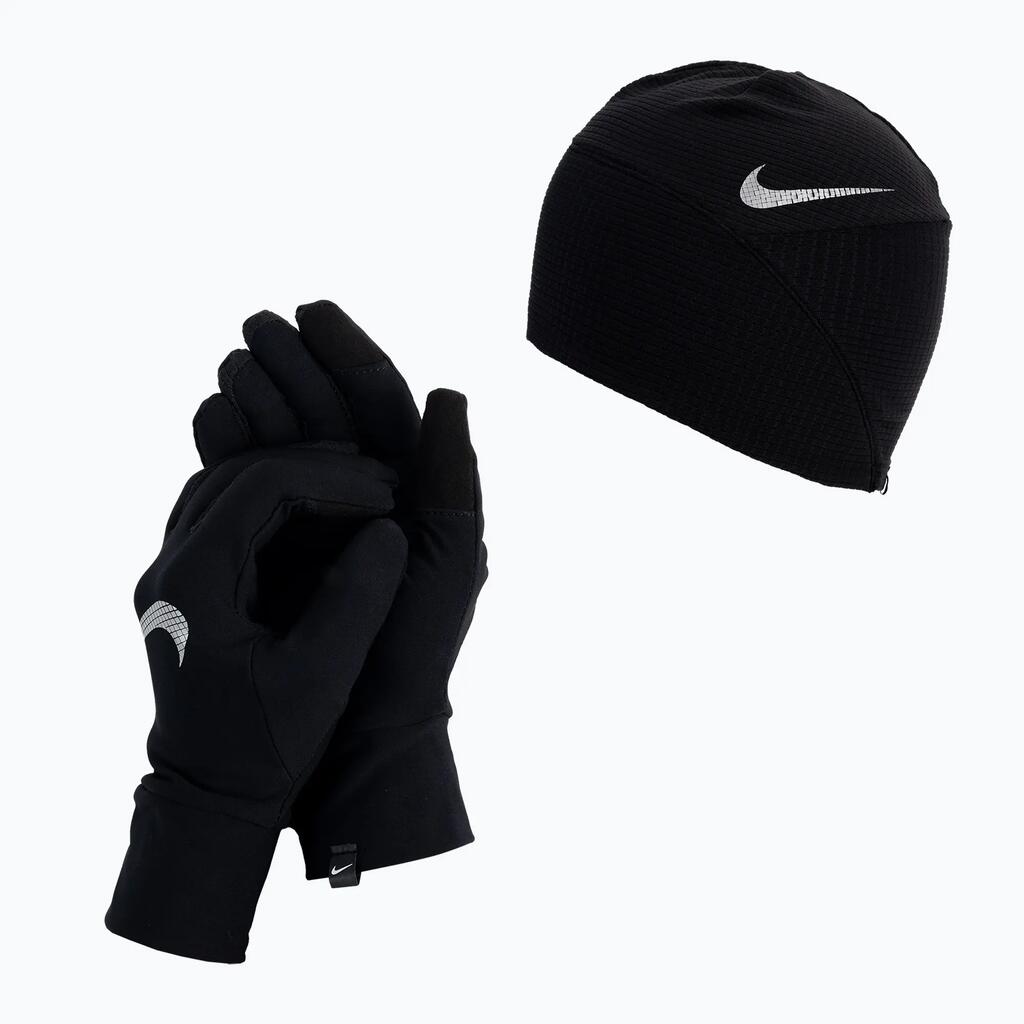 Womens/Ladies Essential Running Hat And Gloves Set (Black)