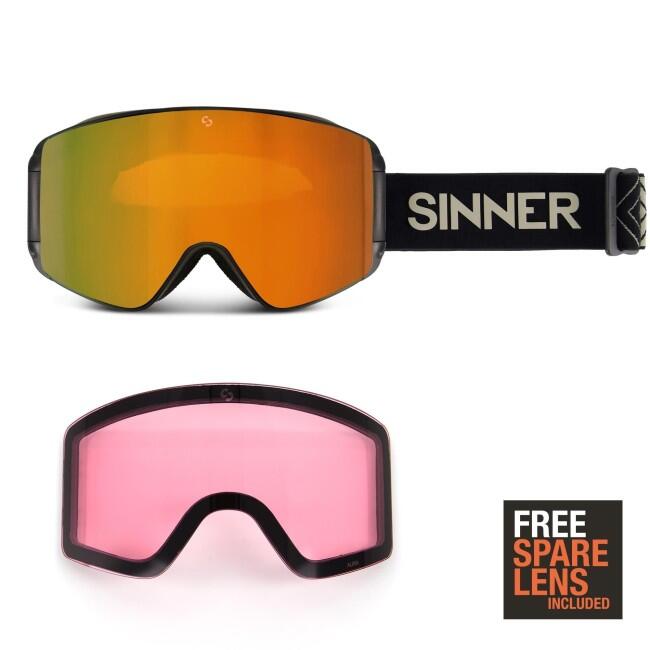 Gogle narciarskie/snowboardowe SINNER Aura, czarne, unisex 3/3