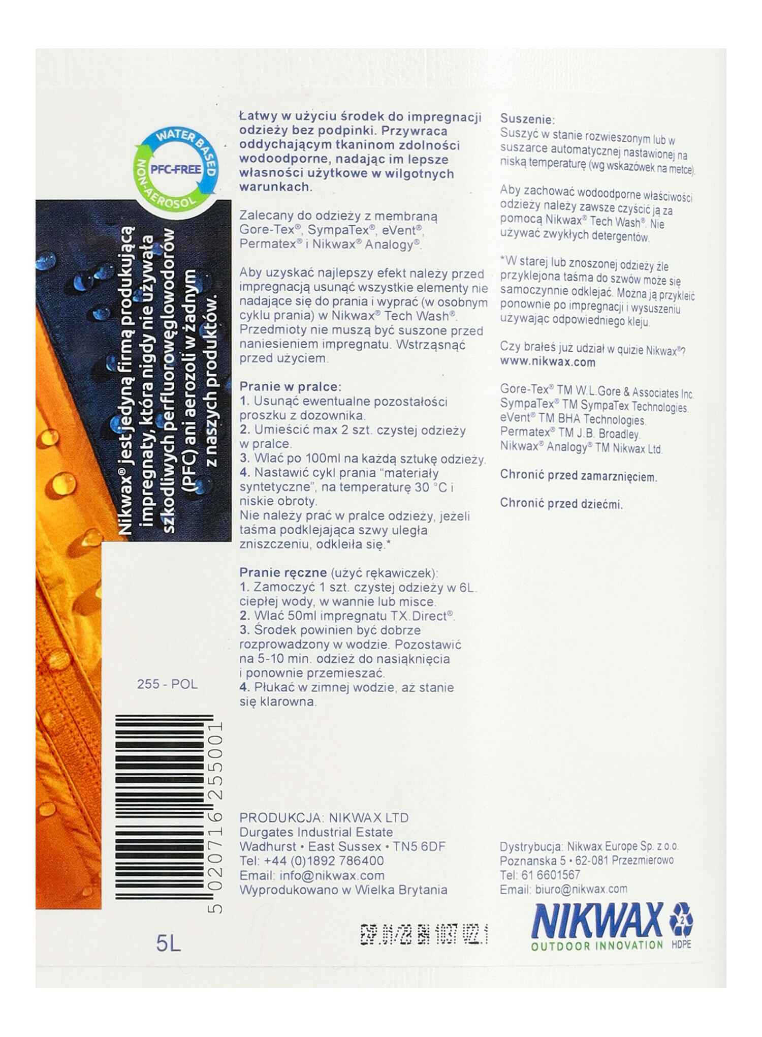 Impregnat do odzieży Nikwax TX Direct Wash-In 5 L 3/3