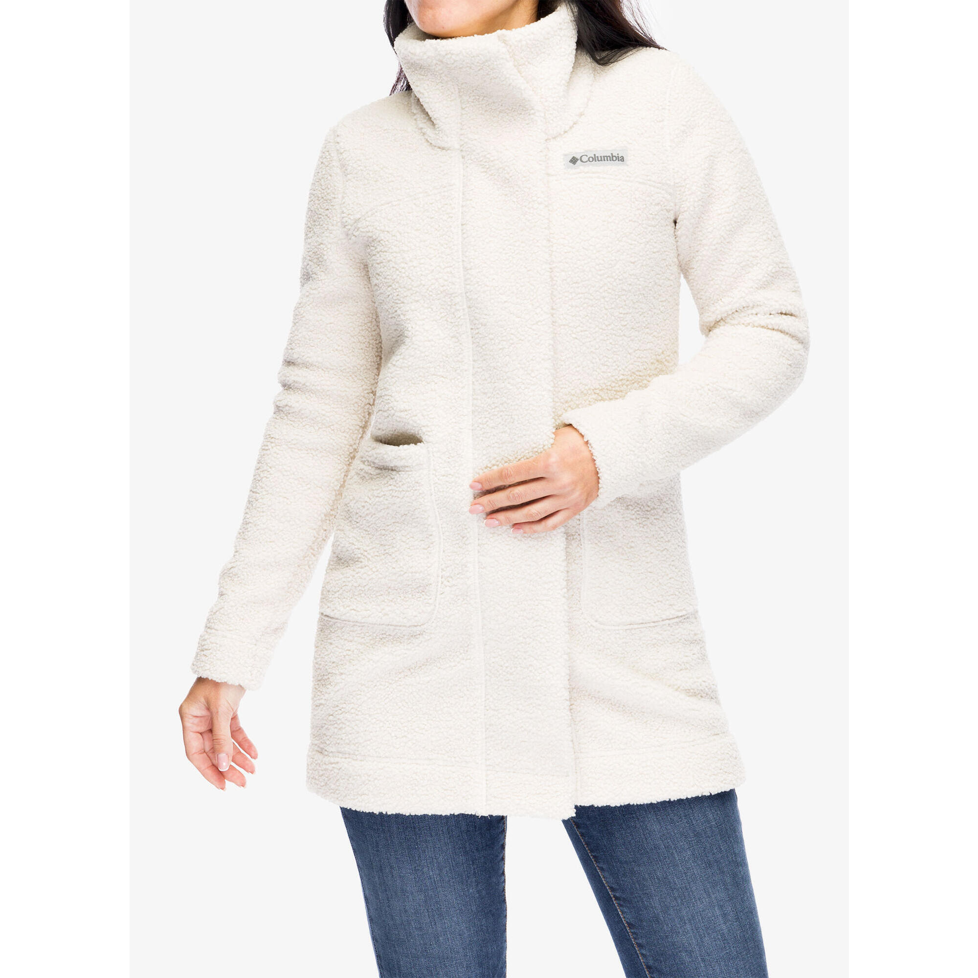 Columbia - Columbia Veste Longue En Polaire Sherpa Panorama™ Femme - Dark Stone - Cape - Beige|blanc - S - Decathlon