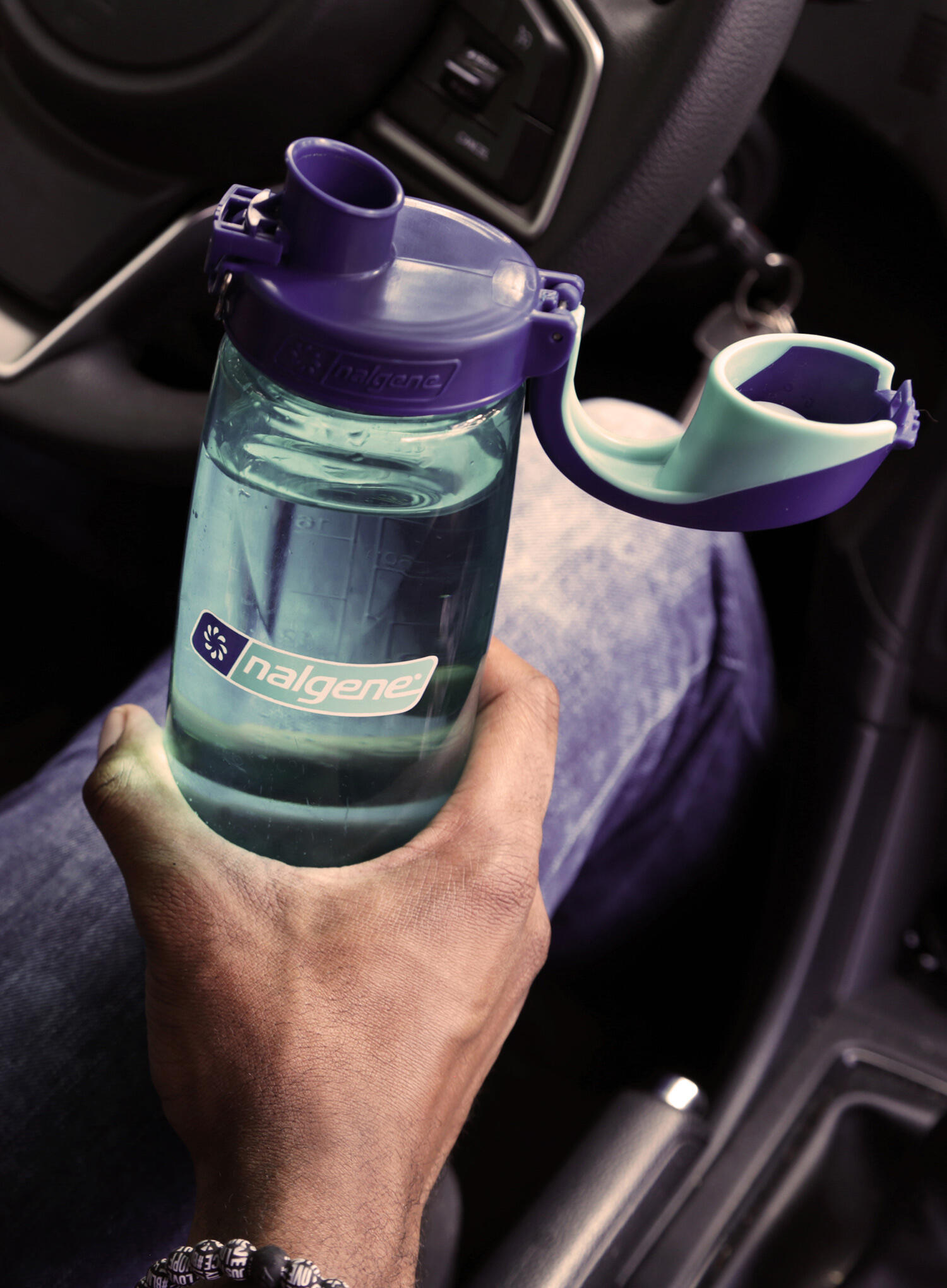 Bouteille Nalgene On The Fly OTF Blue Aqua Tritan sans BPA 1L bouchon étanche 2/5