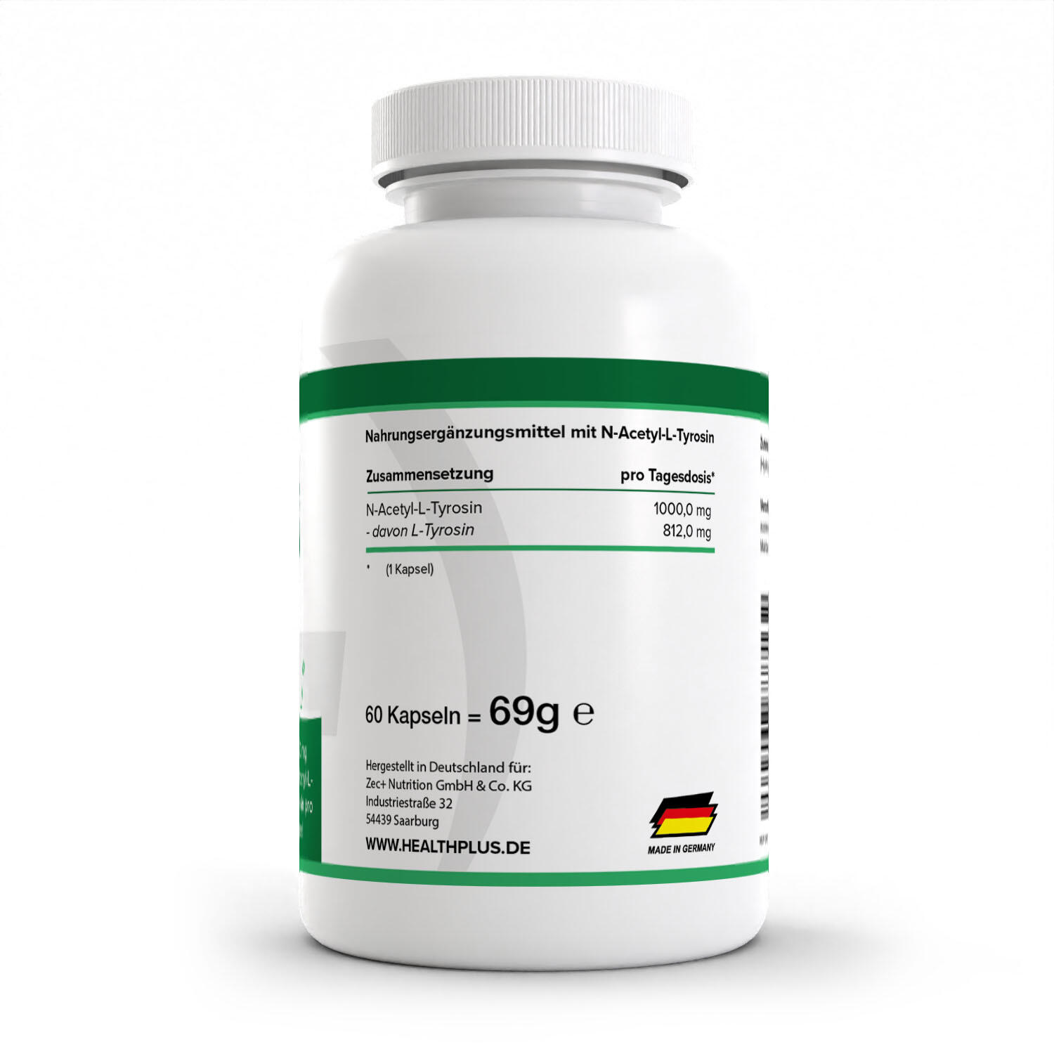 Zec+ Health+ N-Acetyl L-Tyrosine (60 Caps) Unflavored - Acides aminés 2/3