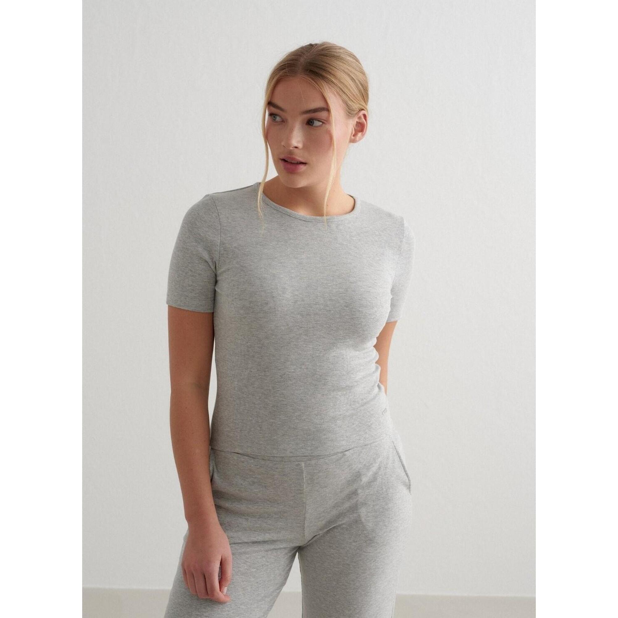Aim'n - Chemise À Manches Courtes Pour Femmes Yoga Côté Poids Lumière Gris Melange - T-shirt Manches Courtes - Gris - 48 Xl - Decathlon