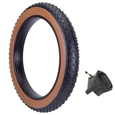 COPERTONE FAT BIKE TASSELLATO 20 X 4.0 + CAMERA D'ARIA MARRONE/NERO BICI ELETTRI