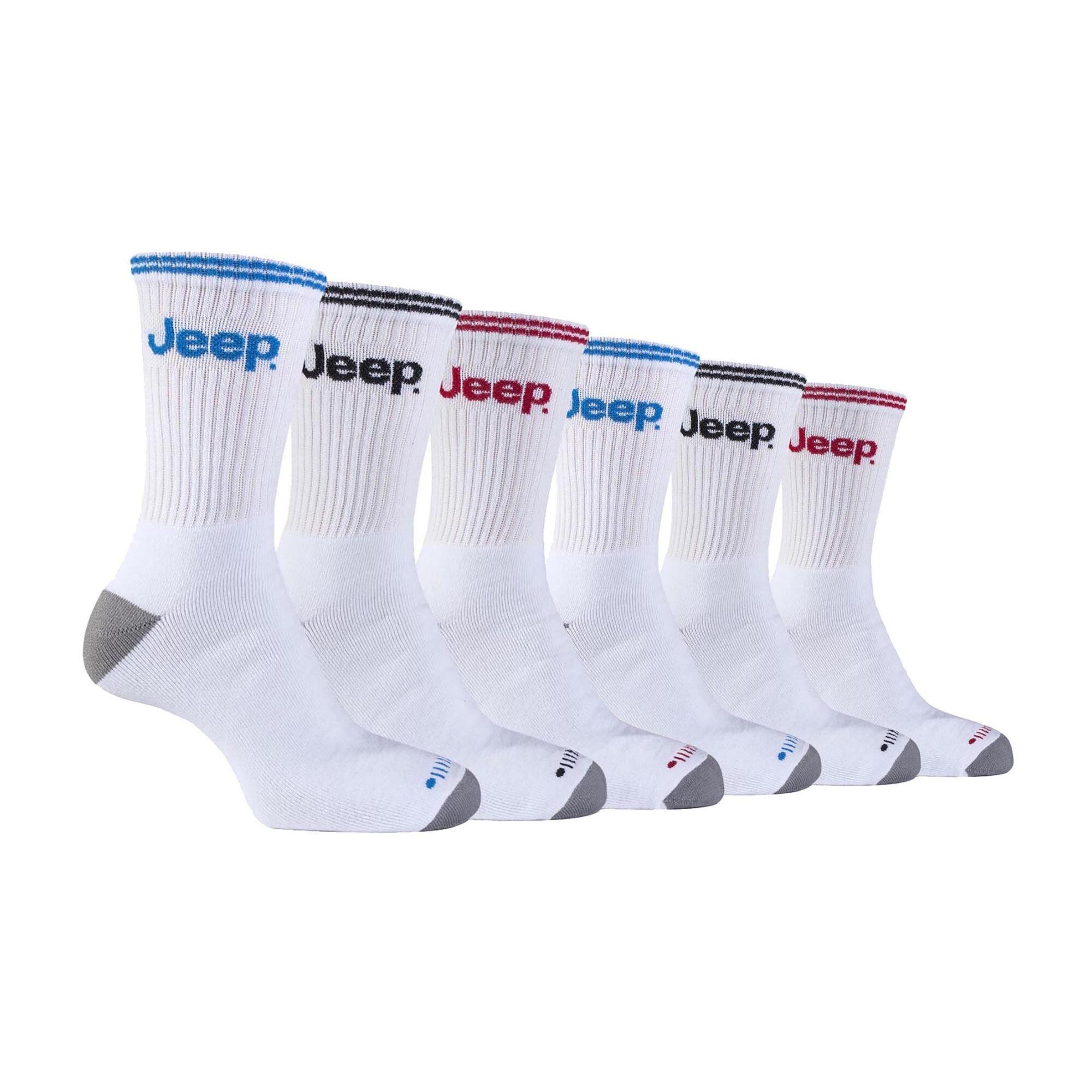 JEEP Men's 6 Pack Multipack Cushioned Crew Sport Socks - Outdoor Running
