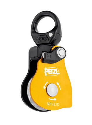 PETZL Spin L1D Rolle 40 mm, drehbarer Wirbel 8–13 mm, Effizienz 93%