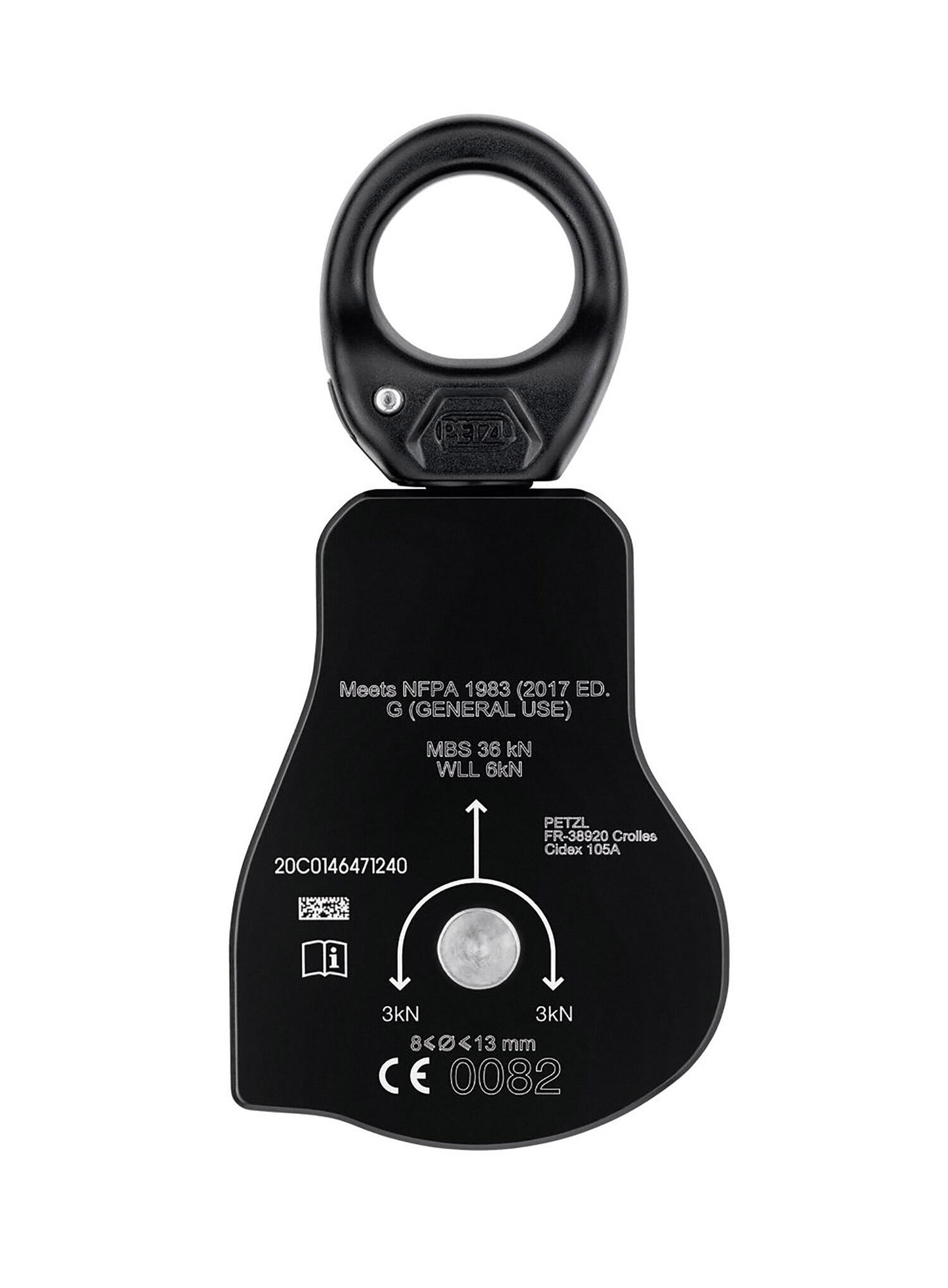 Poulie PETZL Spin L1D ouvrable réa 40 mm, émerillon orientable 8–13 mm 2/6
