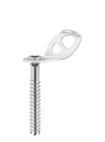 Eisschraube Petzl Laser 13 cm Gewindestahl Spitze mit 3 Zähnen Aluminiaplatte