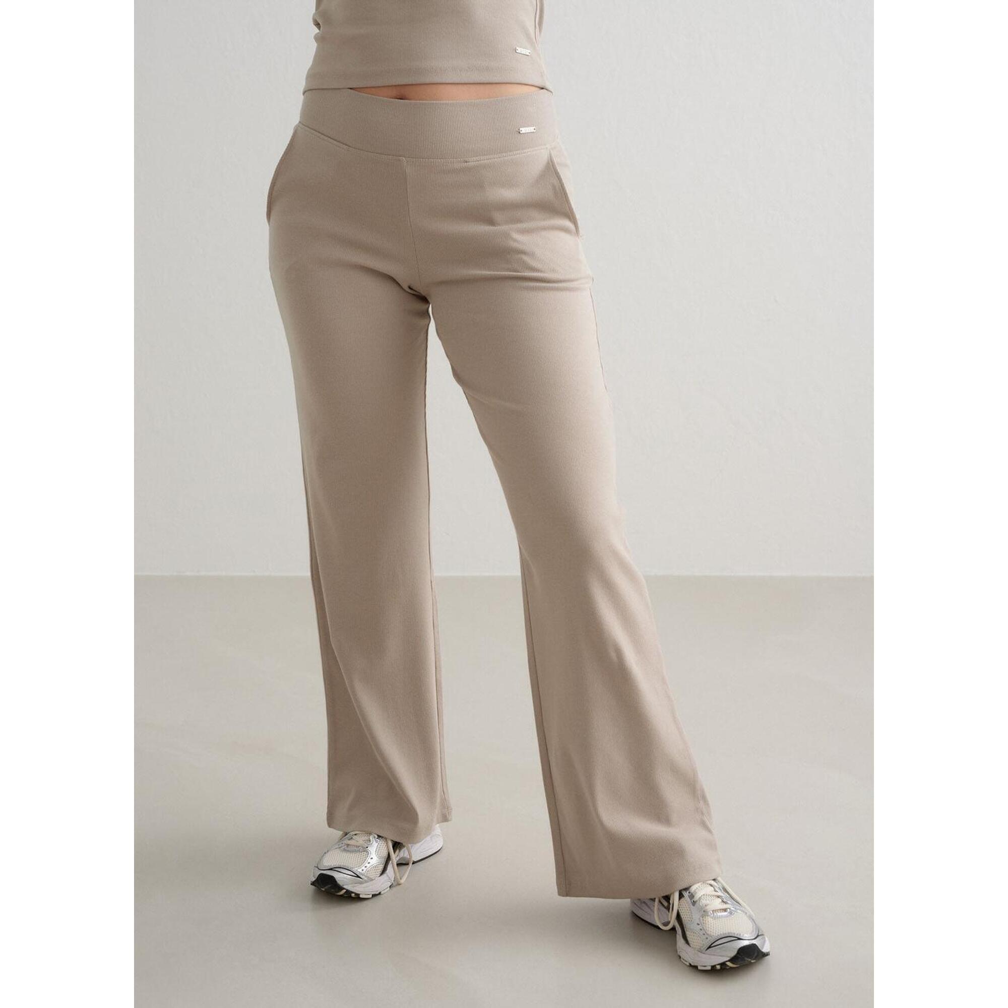 Aim'n - Pantalon De Yoga Pour Femmes À Jambes Larges Côté Poids Léger Beige Foncé - Pantalons - Beige - 38 S - Decathlon