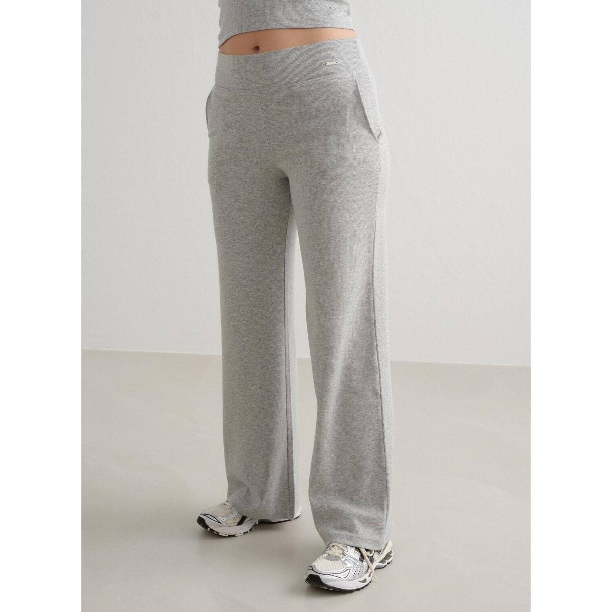 Aim'n - Femme Pantalon Côtelé À Jambes Larges Léger Gris Mélange - Pantalons - Gris - 36 Xs - Decathlon