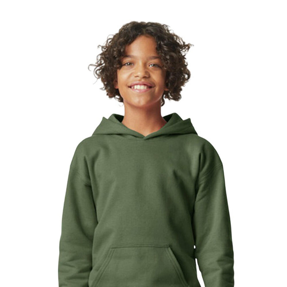 Kinder/Kids Softstyle Plain Fleece Midweight Hoodie (Militair Groen) 2/2