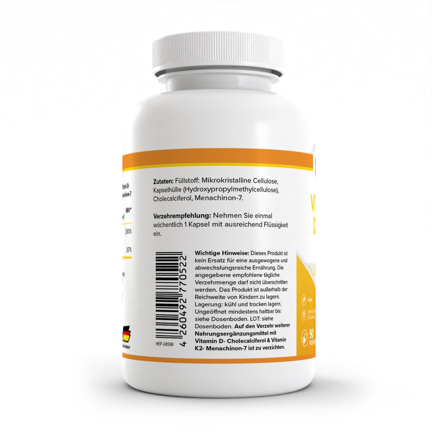Zec+ Health+ Vitamin D3+K2 (90) Unflavoured - Vitamines, minéraux et santé 3/3