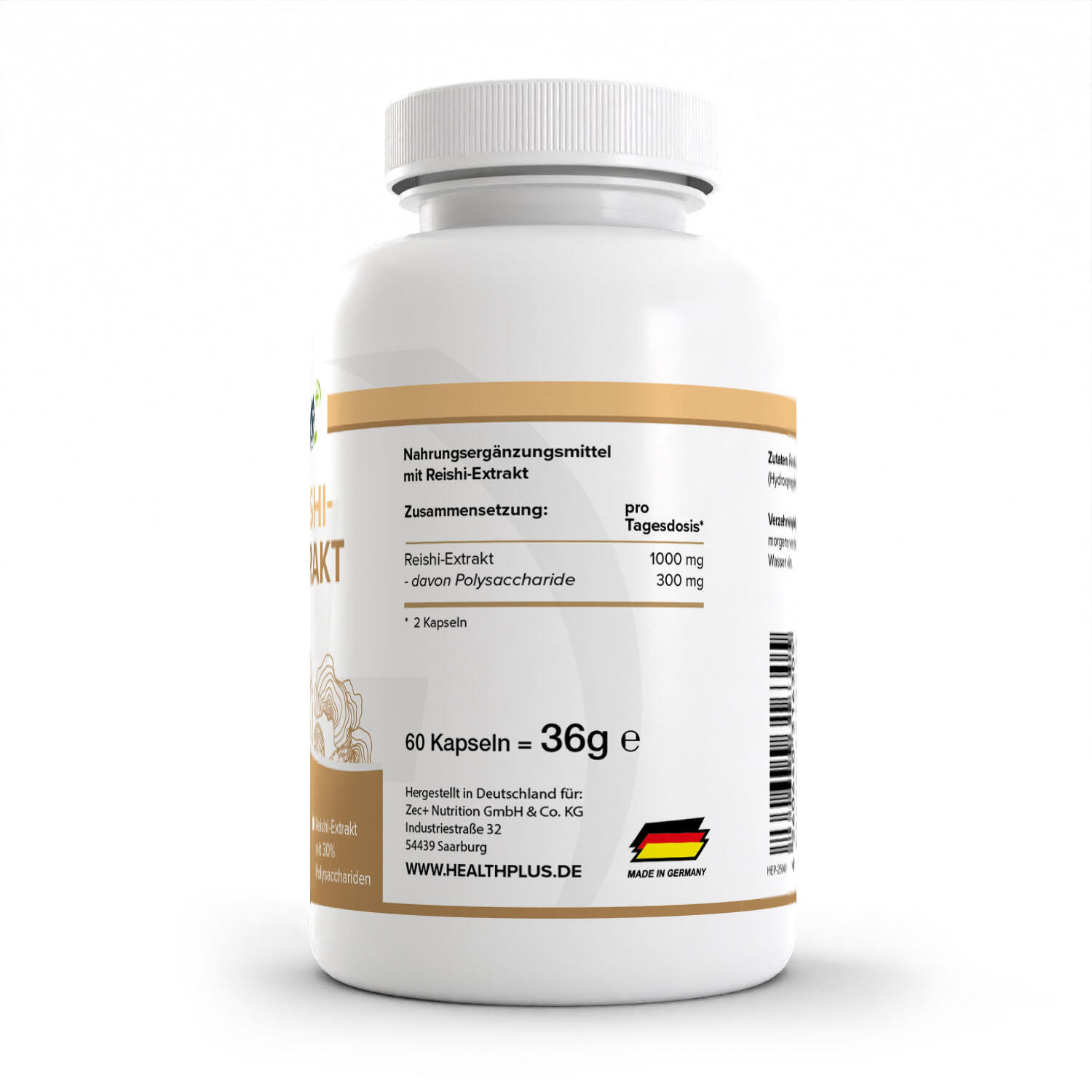 Zec+ Health+ Reishi (60 caps) Unflavoured - Vitamines, minéraux et santé 2/3