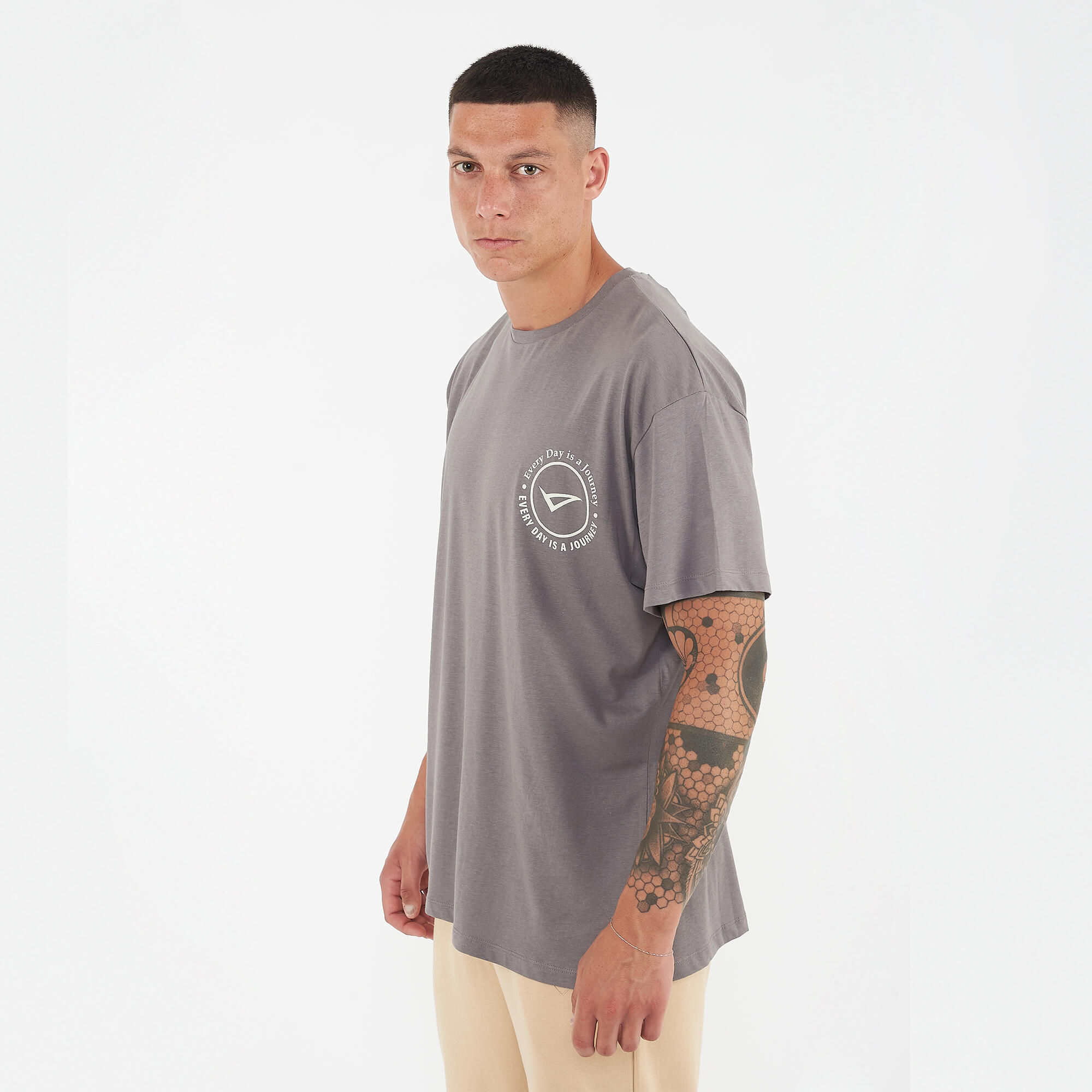 T-shirt in cotone da uomo TRAVELER grigio scuro 5/6