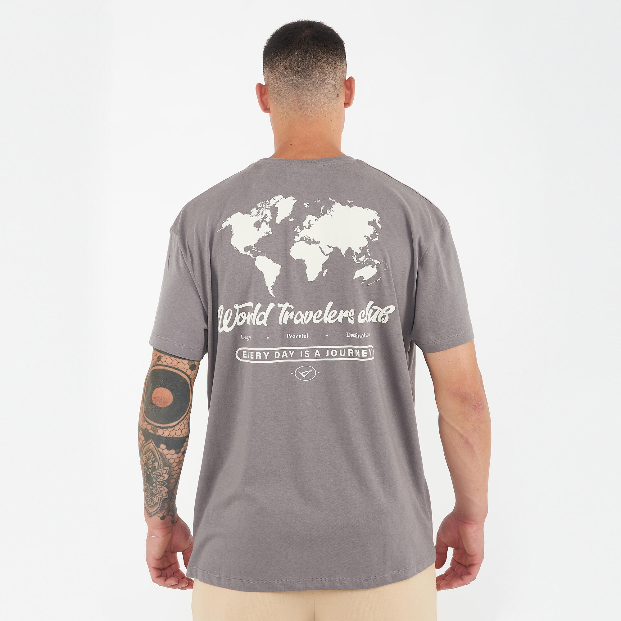T-shirt in cotone da uomo TRAVELER grigio scuro 2/6