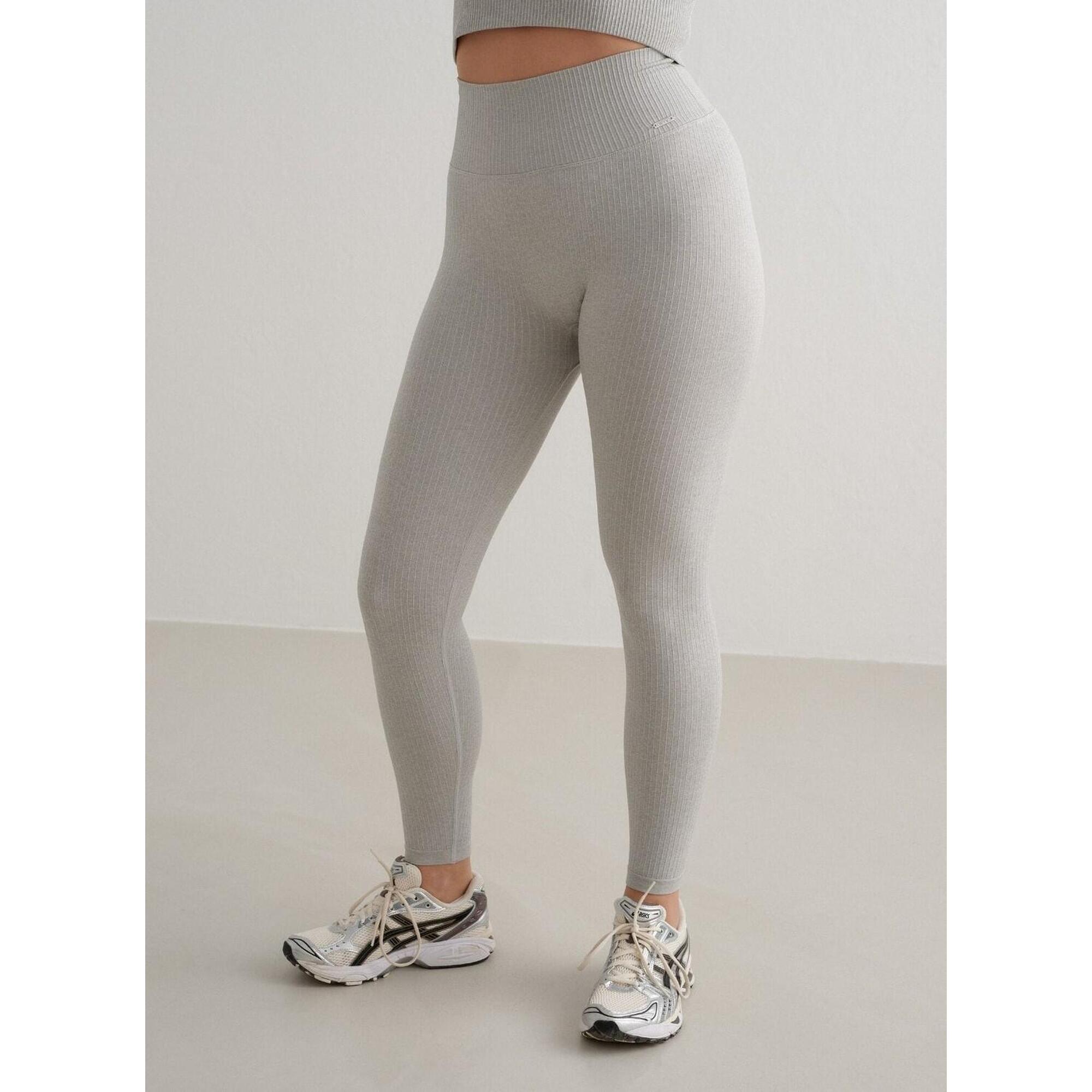 Aim'n - Femme Yoga Leggings Côtelé Sans Couture Gris Mélange - Legging - Gris - 40 M - Decathlon