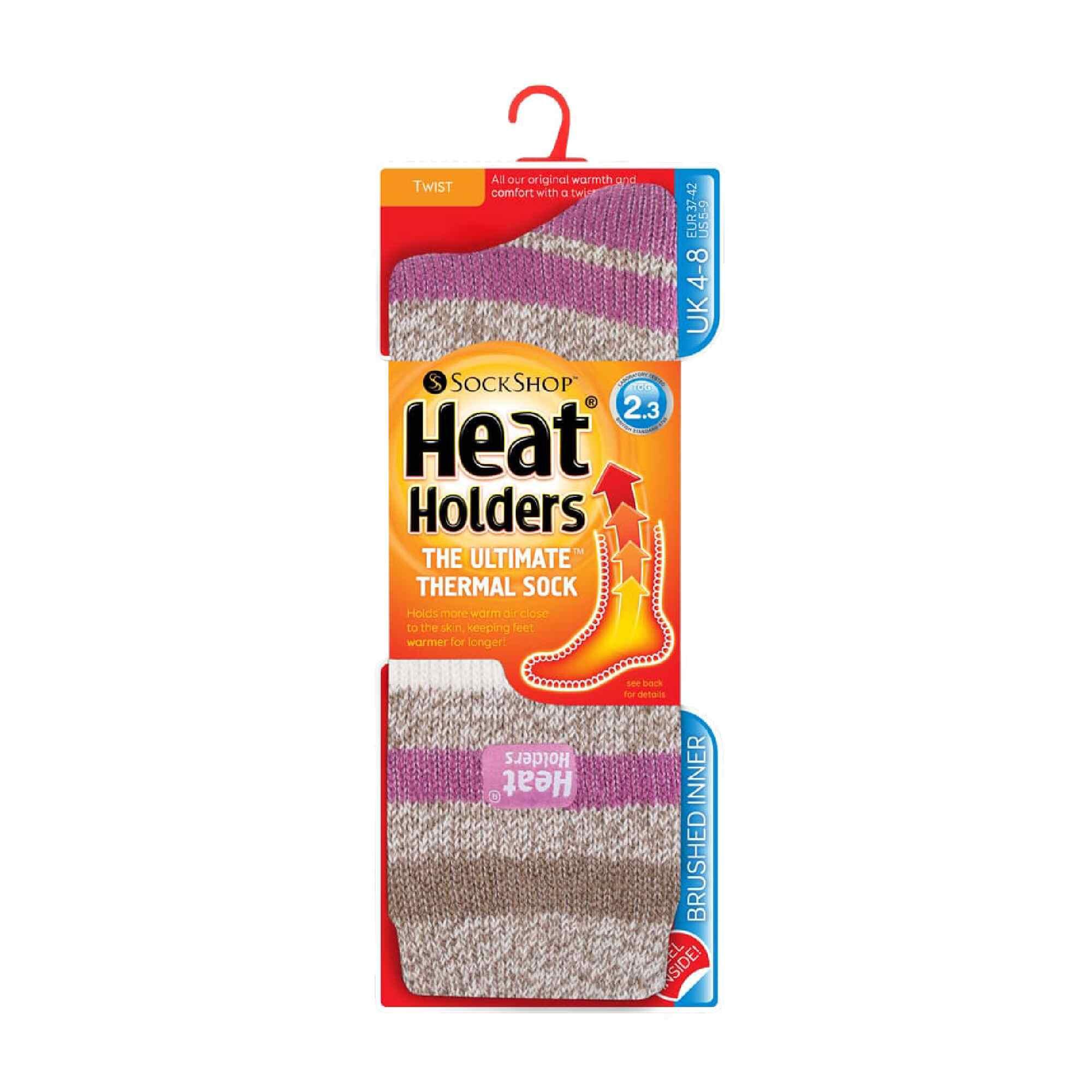 Ladies Twist Patterned Thick Winter Thermal Socks 2/6