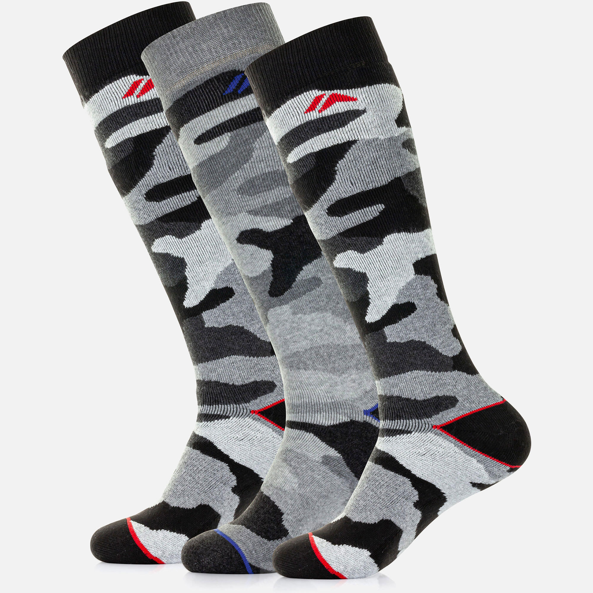 Skarpety Narciarskie Męskie Surfanic ProTech – Zestaw 3 pary – Czarne Camo 2/7